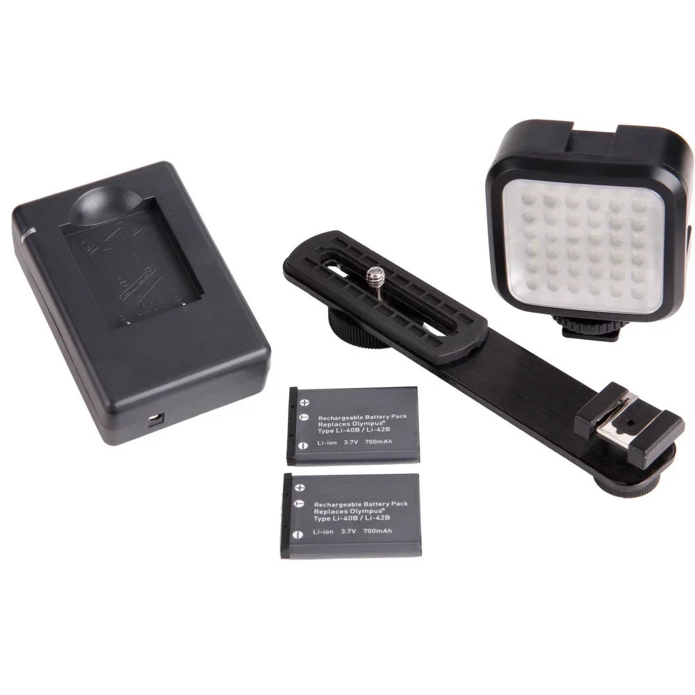 Kodak PIXPRO AZ405 Digital Camera Midnight + Extra Battery + LED - 128GB Kit