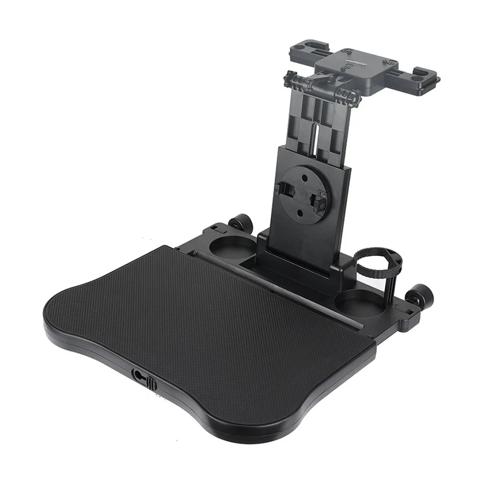 Dcenta Adjustable Car Seat Travel Table Multifunctional Foldable Car Back Seat Food Tray, Car Table with Phone Holder for Working, Writing, Eating Onyx