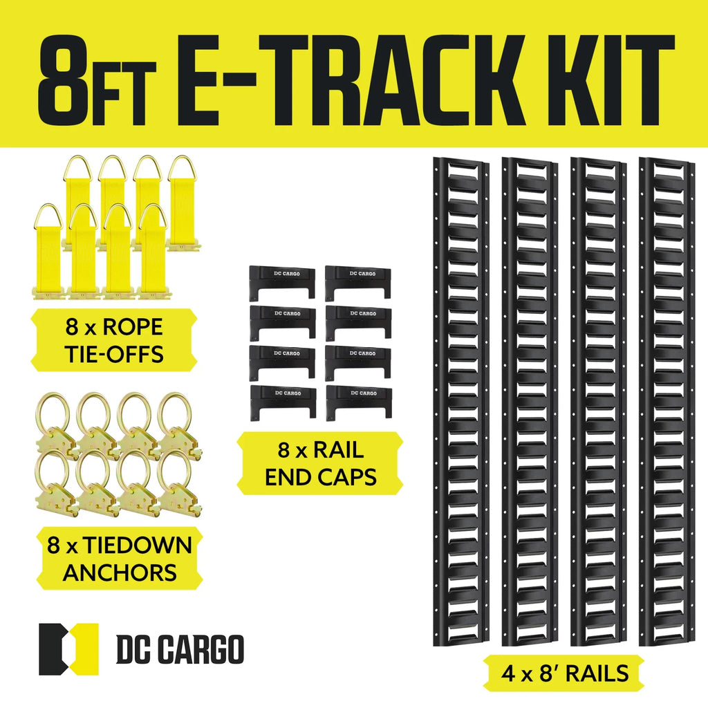 DC Cargo Etrack Rails Kit 8' Charcoal Trailer Tie Down Rails & E Track Accessories