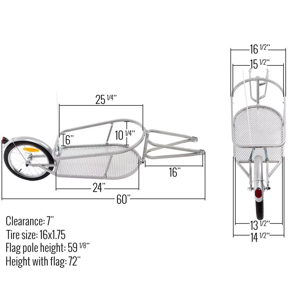 Elevate Outdoor BCT-8002 Single Wheel Pull-Behind Bicycle Cargo Trailer with Cargo Bag