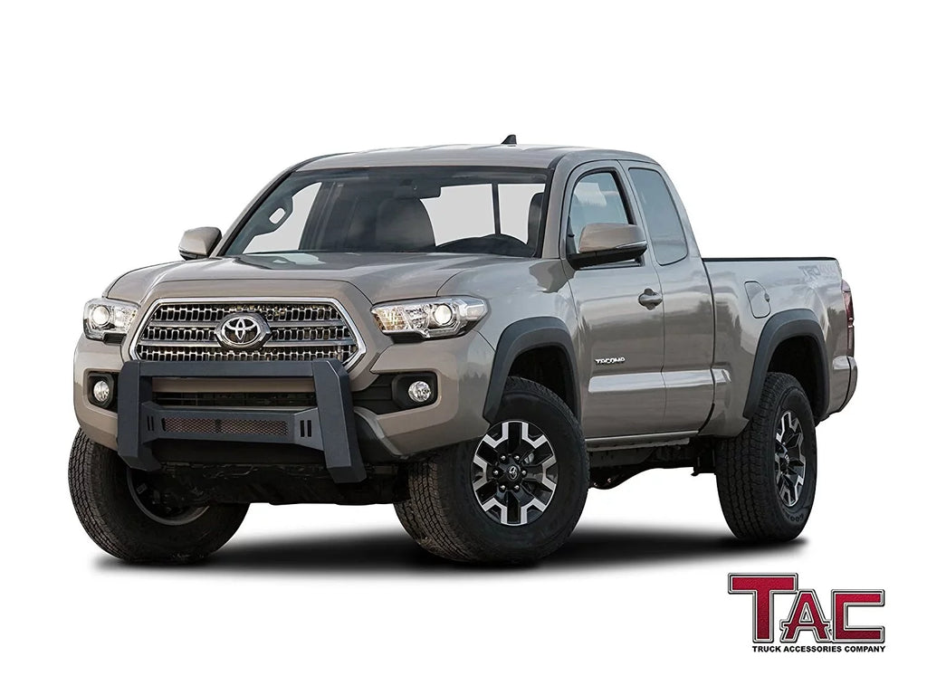 TAC Modular Bull Bar Compatible with 2005-2023 Toyota Tacoma Pickup Truck Fine Textured Charcoal (Predator Mesh Version)