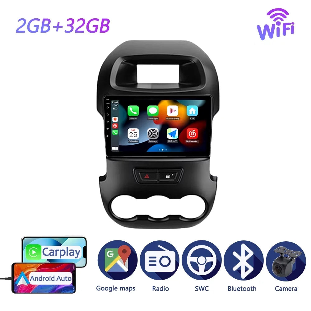 9 Centimeter Carplay Car Radio Stereo For Ford Ranger 2011 - 2016 GPS Navi Android Screen Multimedia Player Android Auto With Bluetooth