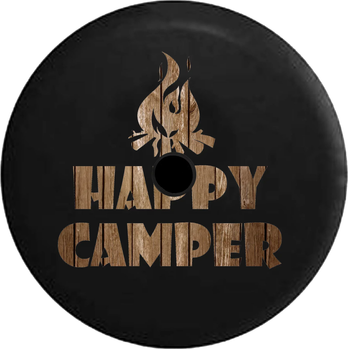 2018 2019 Wrangler JL Backup Camera Happy Camper Campfire Distressed Barn Wood Spare Tire Cover for Jeep RV 32 Inch