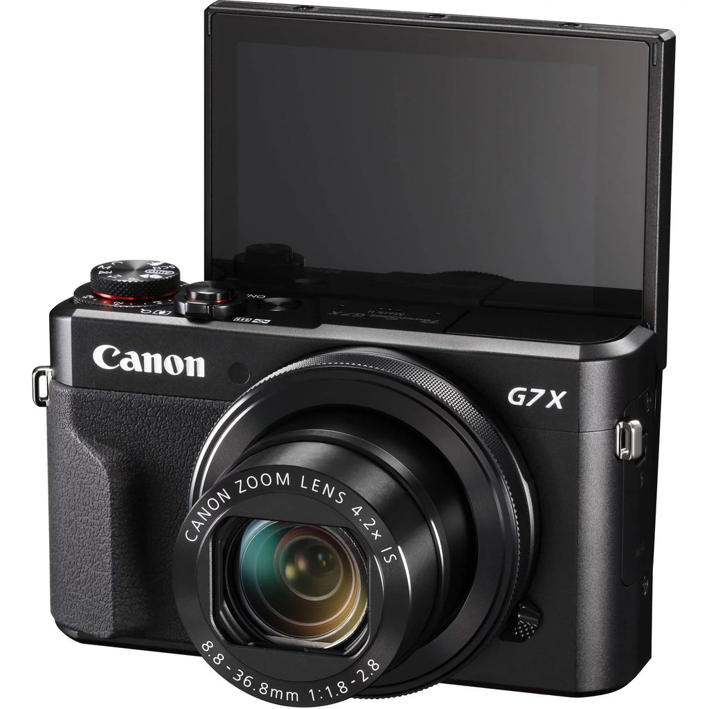 Canon PowerShot G7 X Mark II Digital Camera Midnight with Essential Accessory Bundle - Includes: SanDisk Ultra 64GB SDXC Memory Card, Extended Life Replacement Battery, Tripod, Carrying Case & More