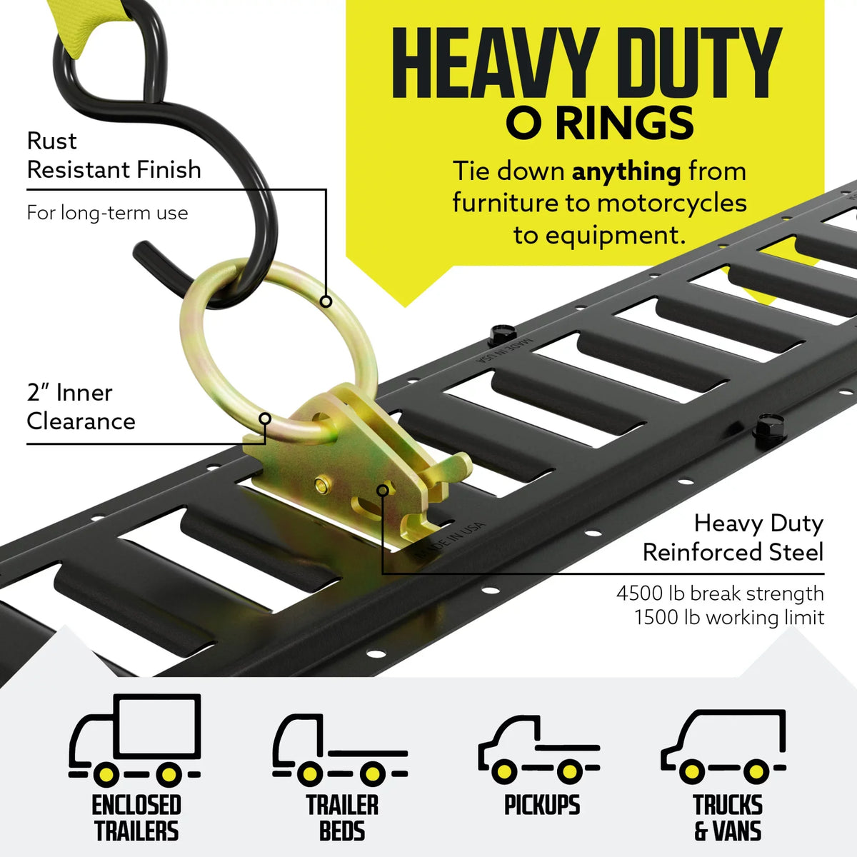 DC Cargo Etrack Rails Kit 8' Charcoal Trailer Tie Down Rails & E Track Accessories