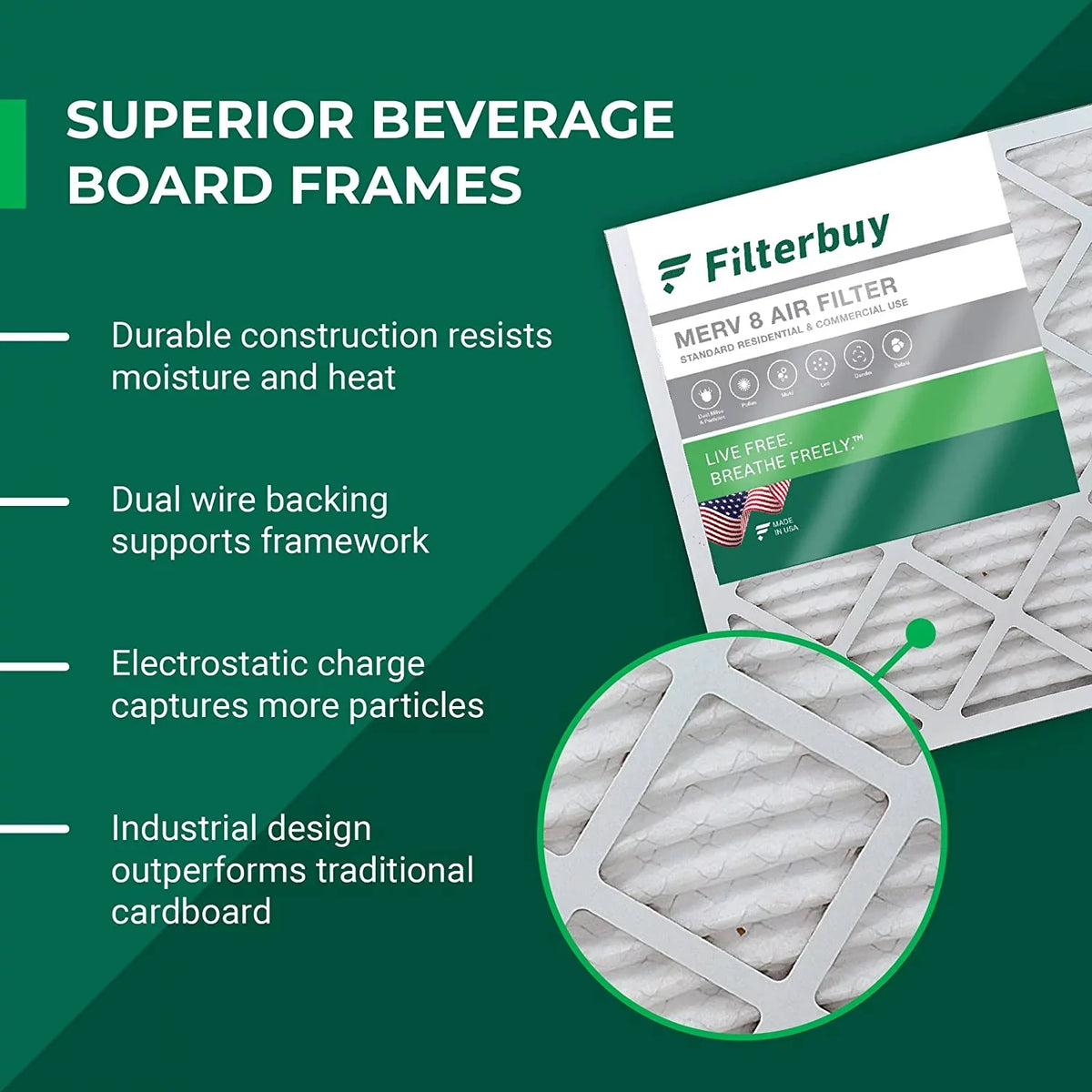 Filterbuy 25x32x2 MERV 8 Pleated HVAC AC Furnace Air Filters (6-Pack)
