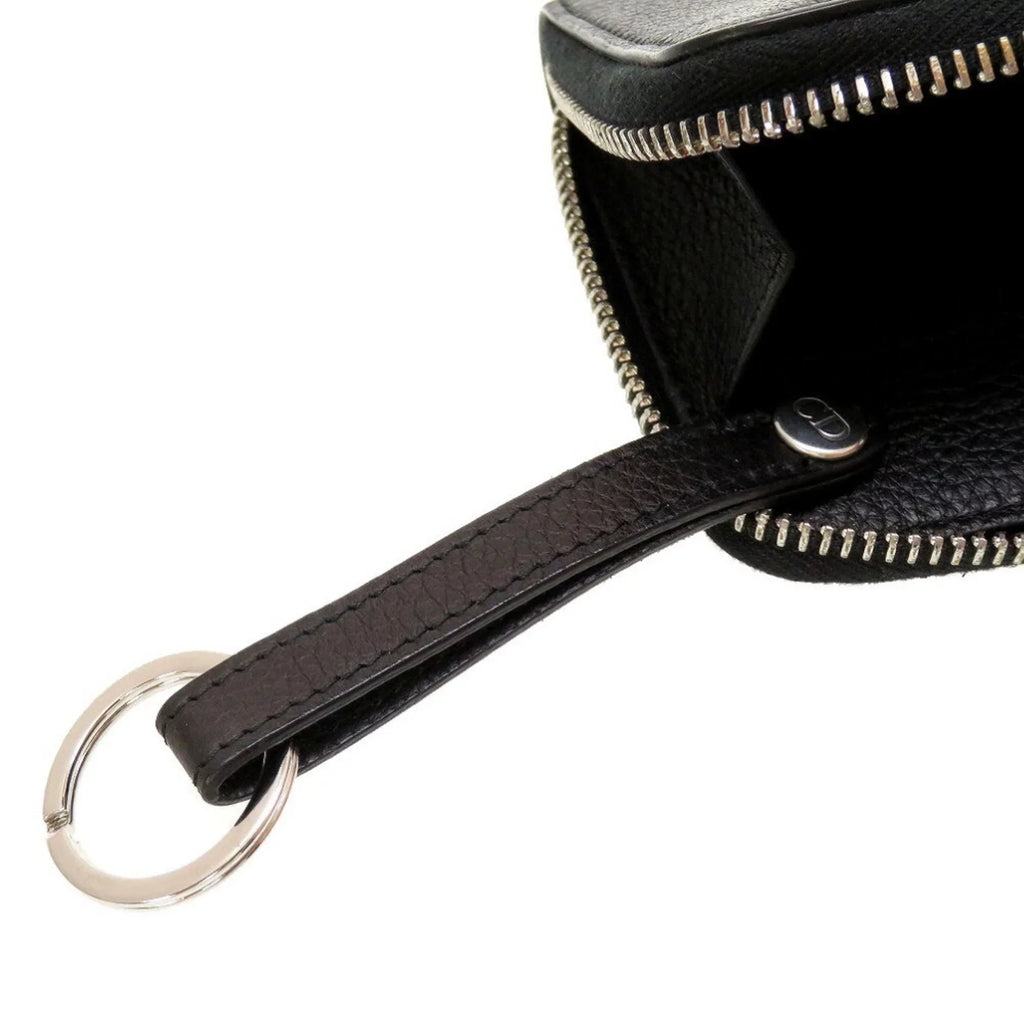 Pre-Owned Dior Homme Leather Charcoal Men's Round Coin Case (Good)