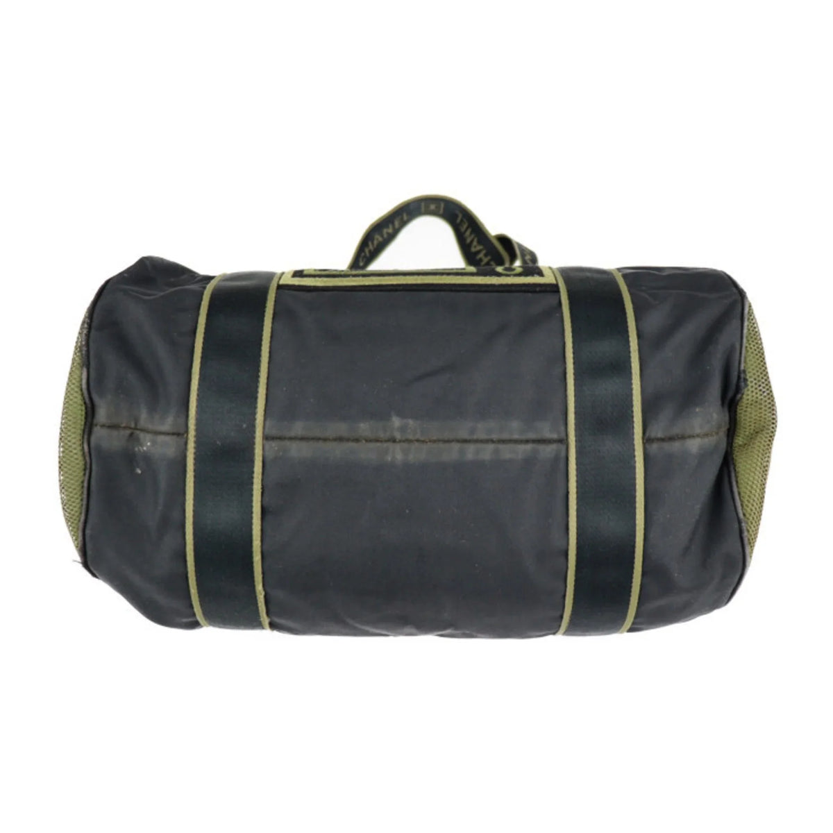 Pre-Owned CHANEL Chanel Sport Line Boston Bag Nylon Canvas Midnight Khaki Green Shoulder Travel Cocomark 10 Series Round Cylindrical (Fair)