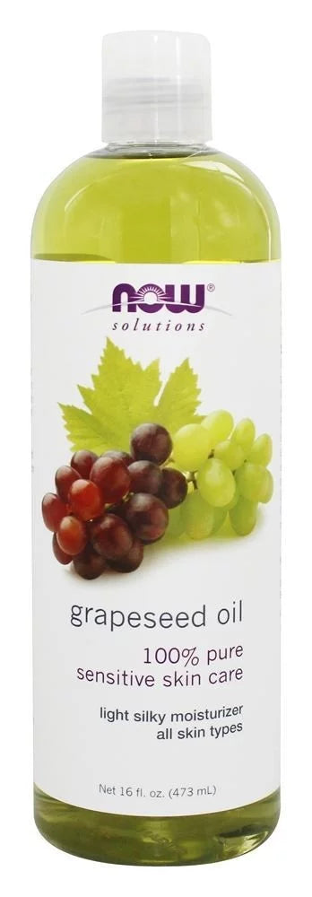 NOW Foods Grapeseed Oil, 16 oz Odorless Natural Moisturizer for Skin and Hair - 2 Pack