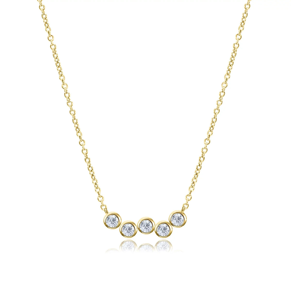 Blue Box Boutique Inc Gold Cubic Zirconia Rippled Bar Pendant Necklace for Women