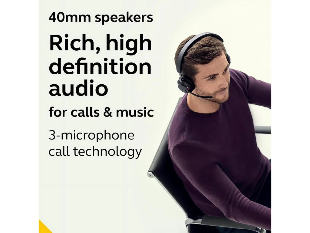 Jabra Evolve2 65 USB-A UC Stereo with Charging Stand - Charcoal Wireless Headset / Music Headphones