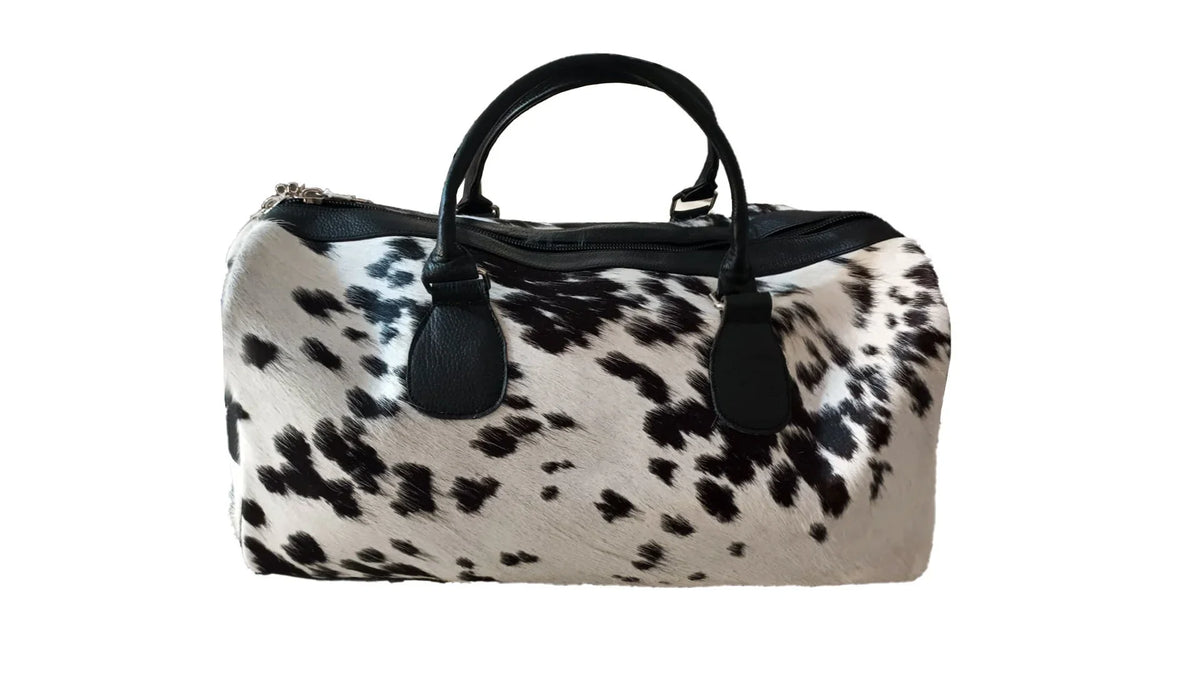 American Style Charcoal & White Large Duffle Bag Cowhide Men Leather Duffle Bag Travel, Sports & Gym Luggage Bag