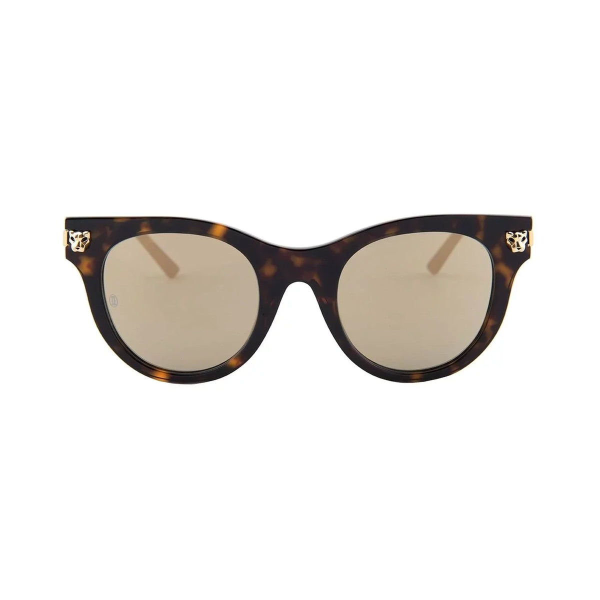 Cartier CT0024S-002 Havana Gold Cat-Eye Brown Bronze Mirror Lens Sunglasses