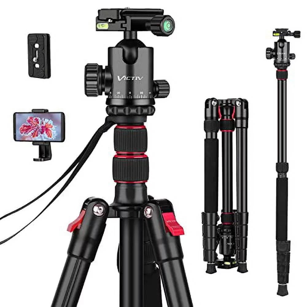 Tripod for Camera, Victiv 81 Centimeter Professional Camera Tripod Monopod, Aluminium DSLR Tripod Heavy Duty for Travel with 360 Degree Ball Head and Phone Mount,16.5" Folded Size, 30lb Load