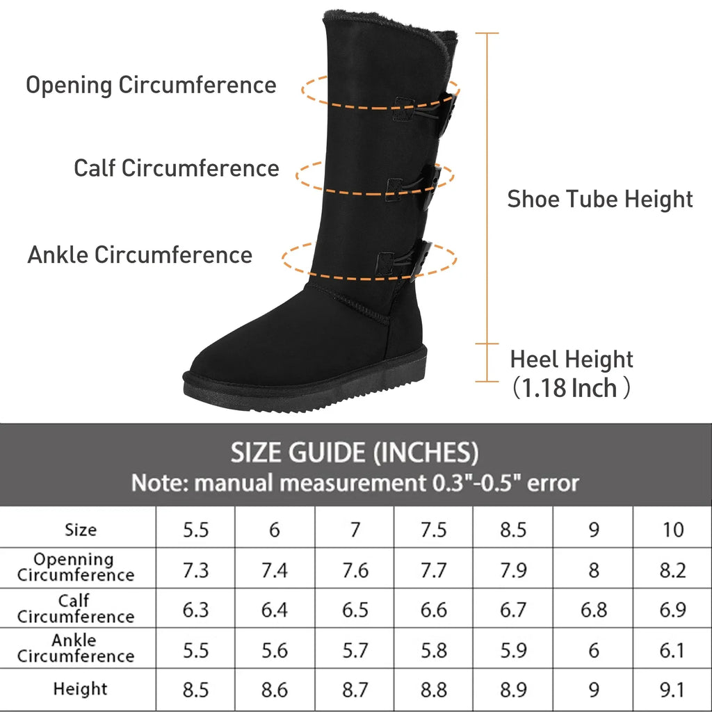CAMEL Winter Tall Boots for Women Snow Boot Button Fashion Onyx Boots Knee High Classic Slip On Boot Outdoor Shoes