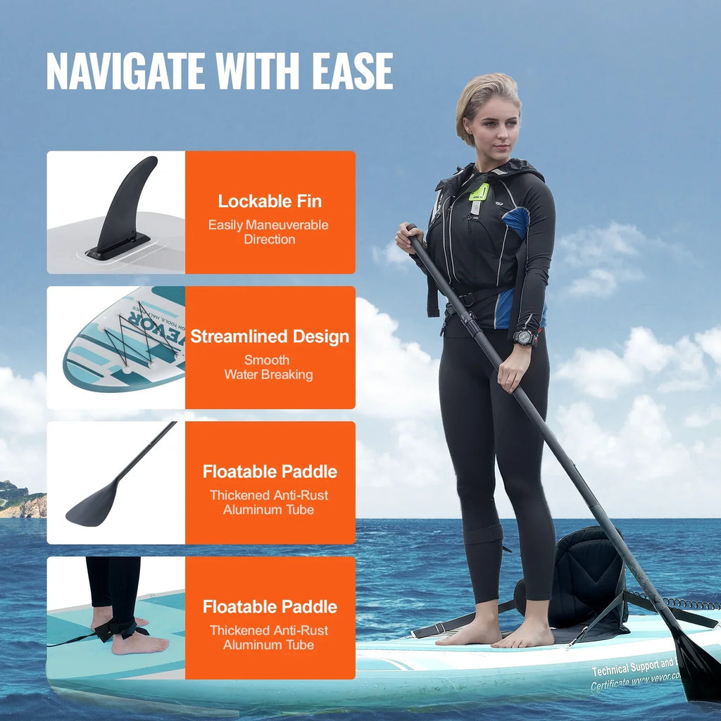 SKYSHALO 10 ft Kayak Board Inflatable Stand Up Paddle Board with Seat Accessory