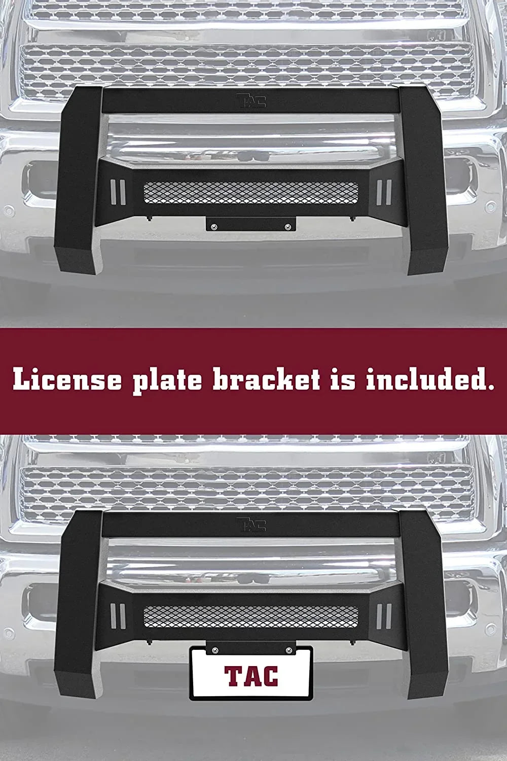 TAC Modular Bull Bar Compatible with 2005-2023 Toyota Tacoma Pickup Truck Fine Textured Charcoal (Predator Mesh Version)