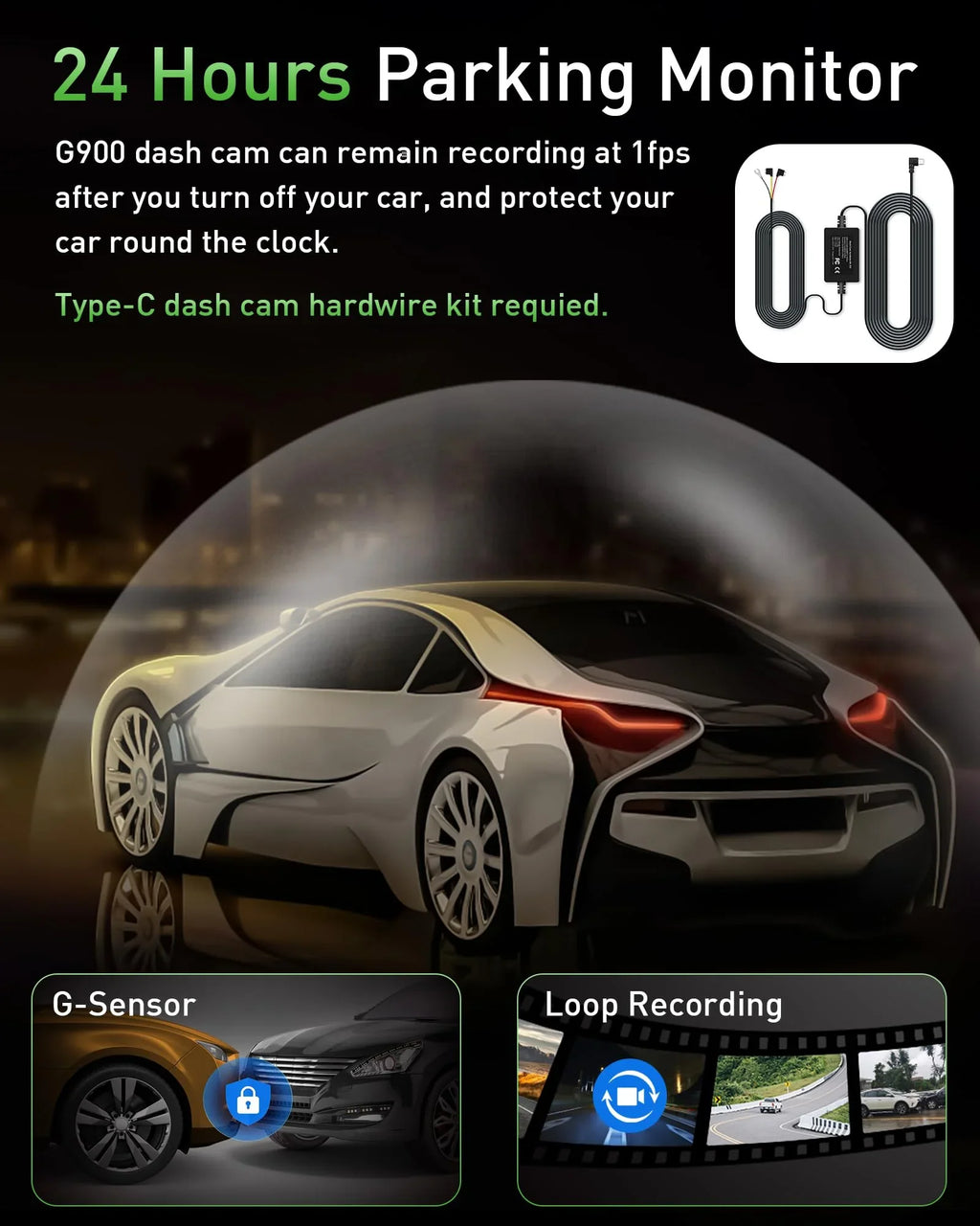 Advanced 4K+1080P WiFi dual dash cam, car front and rear dash cam, Inch IPS dual dash cam, night vision, 24 hours parking mode, loop recording, 170° wide angle, 64GB SD card included