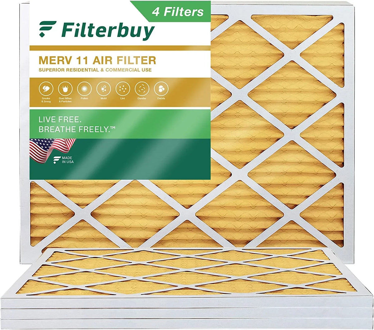 Filterbuy 13x20x1 MERV 11 Pleated HVAC AC Furnace Air Filters (4-Pack)