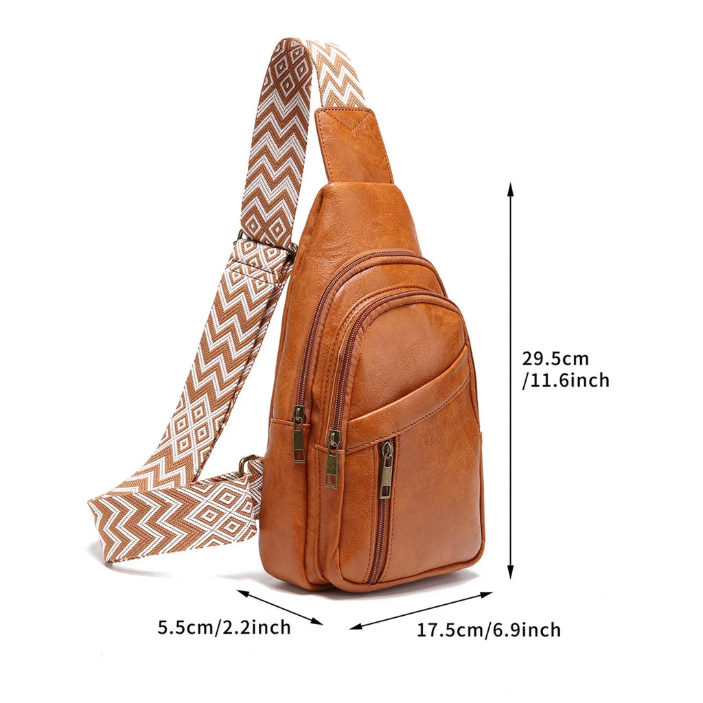 Women Shoulder Bag Fashion New Pattern Simple Retro Casual Chest Bag Multi Layered Practical Lightweight Messenger Bag