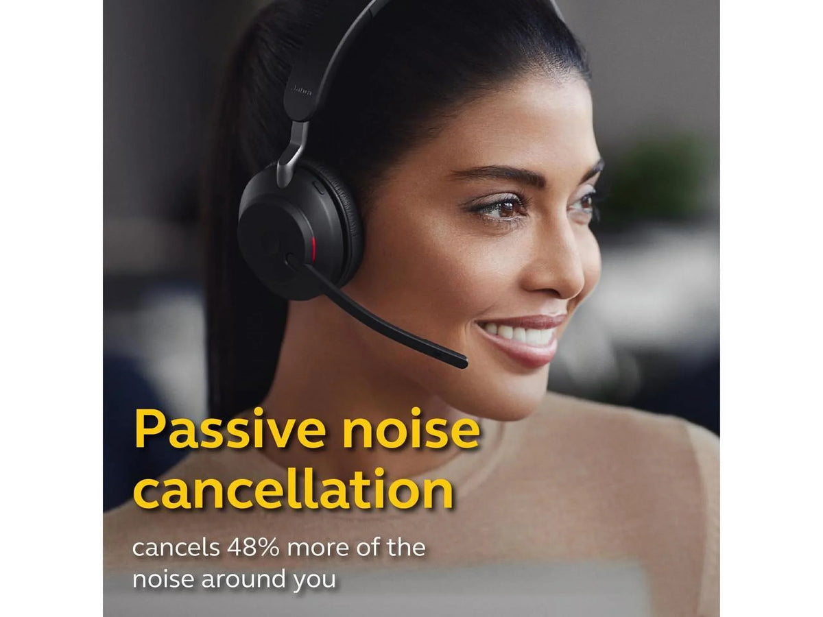 Jabra Evolve2 65 USB-A UC Stereo with Charging Stand - Charcoal Wireless Headset / Music Headphones