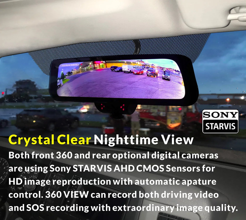 RYDEEN 360 View Surround View 4K Dash Camera Inch Touchscreen Frameless Rearview Mirror with TFT Monitor w/ Auto Brightness Day/Night, DIY Install, Backup Video-in