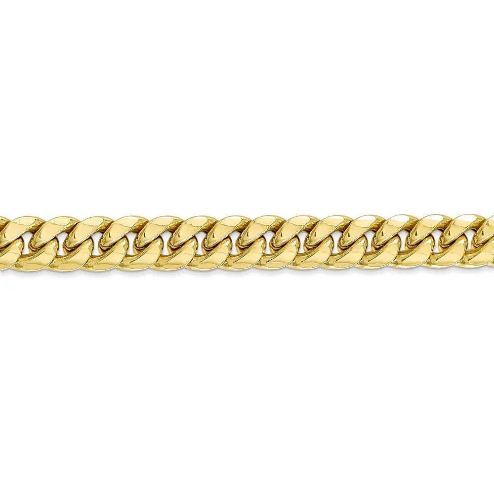 Leslie's Real 10kt Yellow Gold 7.3mm Semi-Solid Miami Cuban Chain Chain Bracelet; for Adults and Teens; for Women and Men