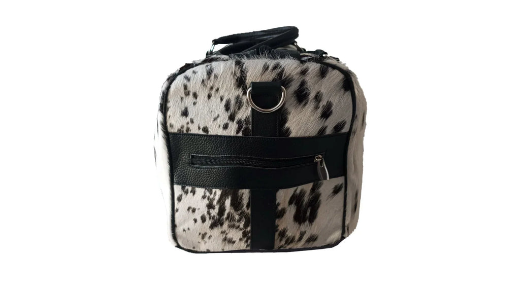 American Style Charcoal & White Large Duffle Bag Cowhide Men Leather Duffle Bag Travel, Sports & Gym Luggage Bag