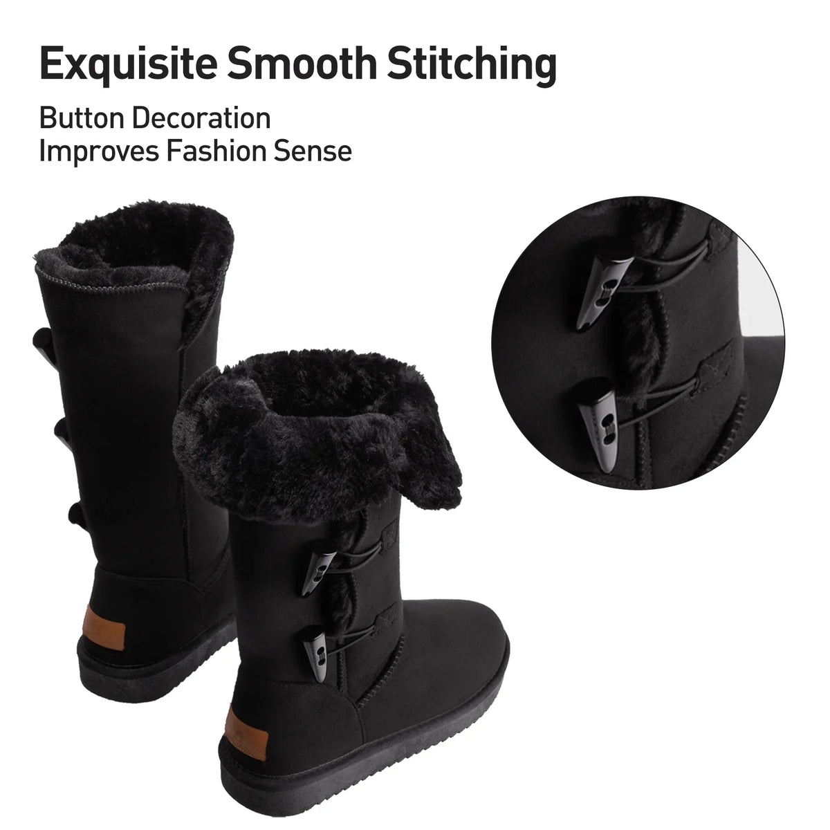 CAMEL Winter Tall Boots for Women Snow Boot Button Fashion Onyx Boots Knee High Classic Slip On Boot Outdoor Shoes