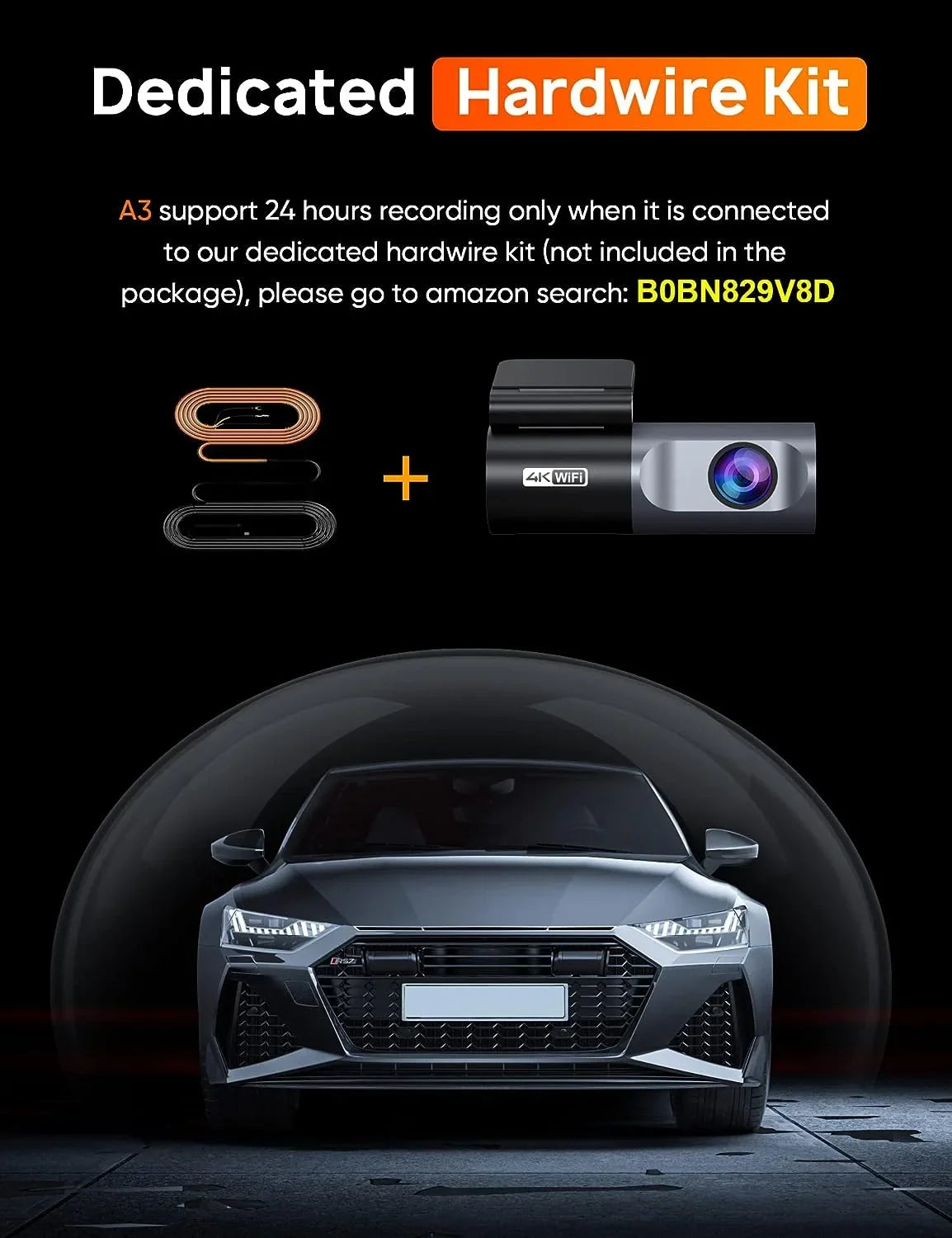 navycrest A3 4K WiFi 2160P Dash Camera for Cars, Cam Front Recorder with App, 24 Hours Parking Mode, G-Sensor, Night Vision, Loop Recording, Support 256GB Max