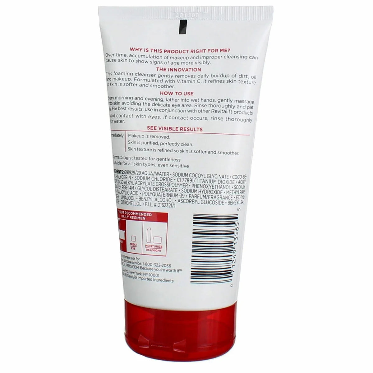 L'Oreal Dermo-Expertise RevitaLift Radiant Smoothing Cream Cleanser 5 oz (Pack of 6)