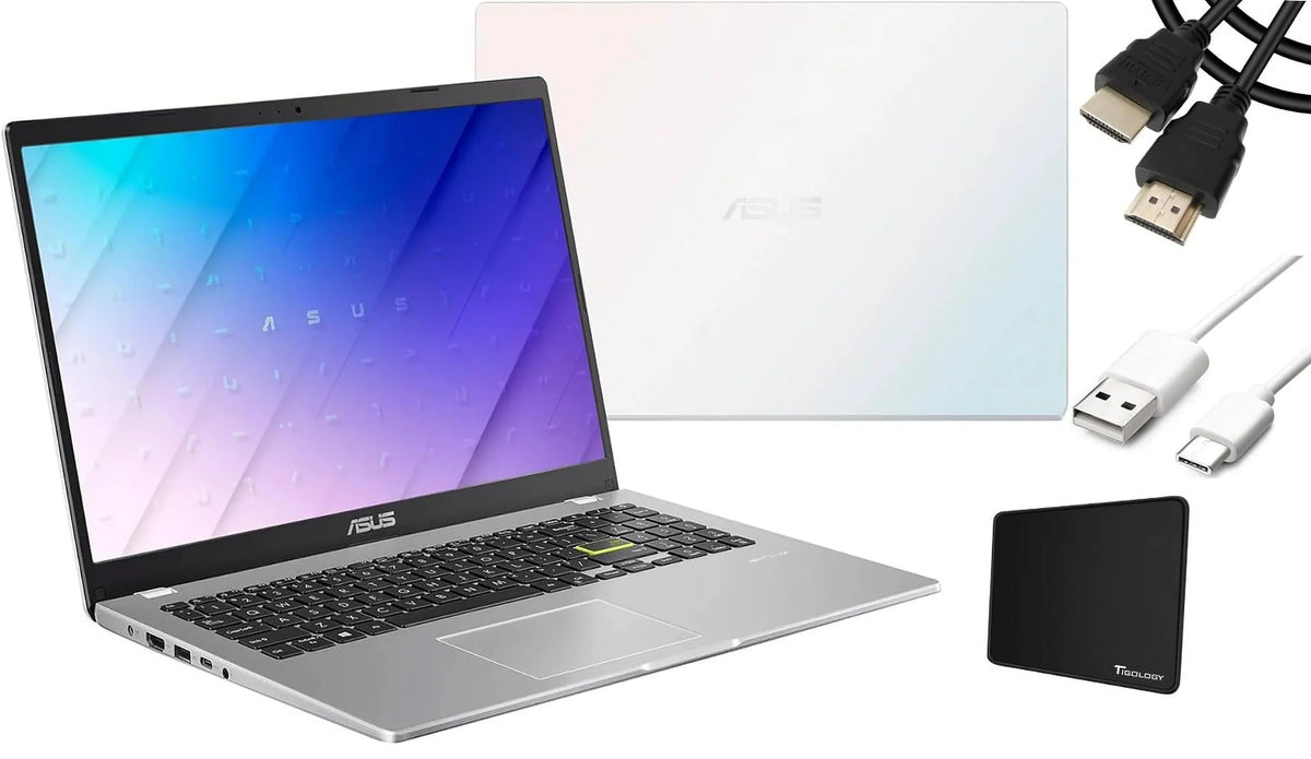 ASUS L510 Laptop, 15.6" FHD Display, Intel Celeron N4020, 4GB RAM, 128GB eMMC Storage, Backlit Keyboard, 1-Year Microsoft 365, Win11 HS, White + Tigology Accessories