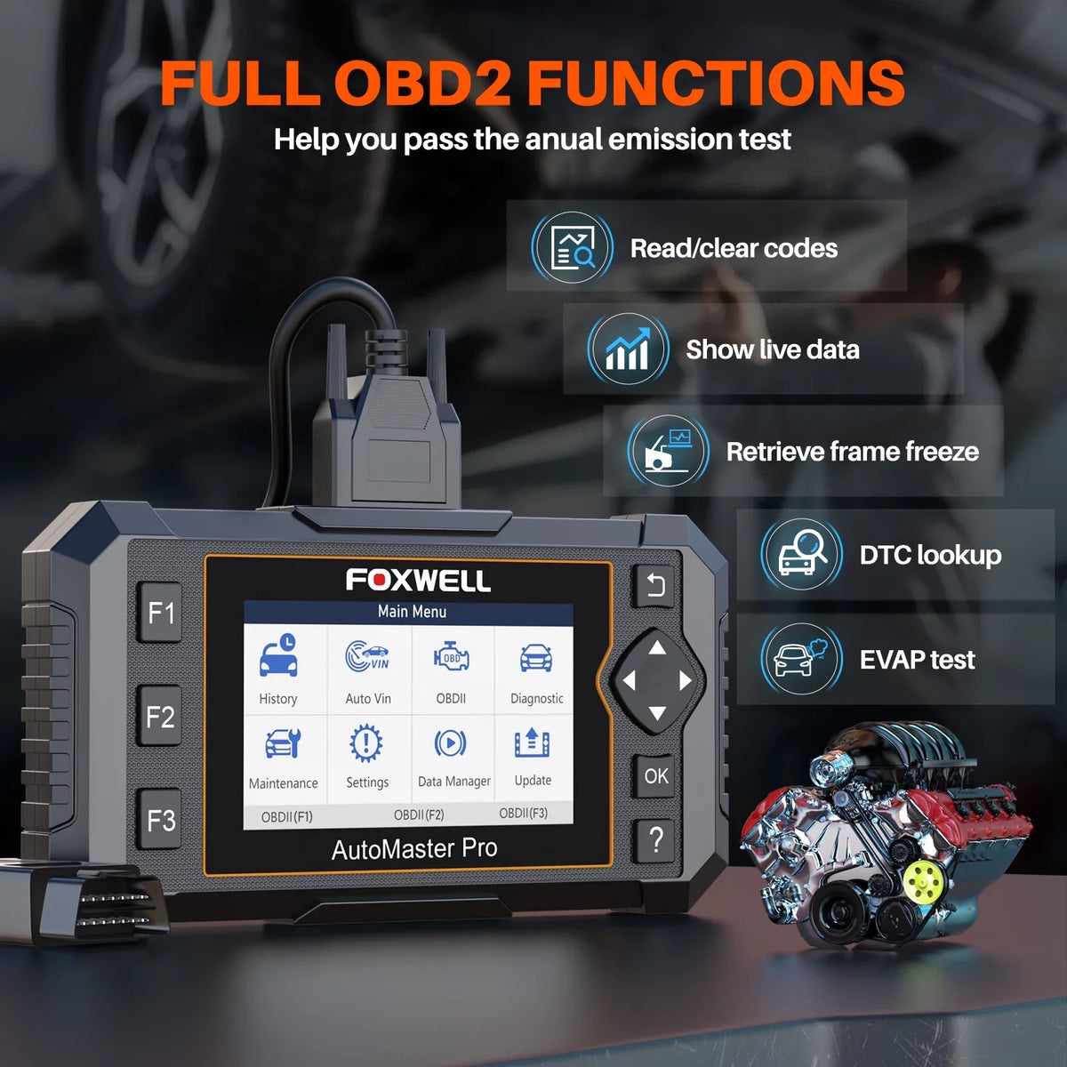 FOXWELL NT624 Elite OBD2 Scanner Full Systems Diagnostic Scan Tool with OIL/EPB/TPS/SAS/ABS/DPF/BMS/Injector 8 Reset Services for Free Update,Car Code Reader Automotive Scanner Auto VIN OBDII CAN Cars