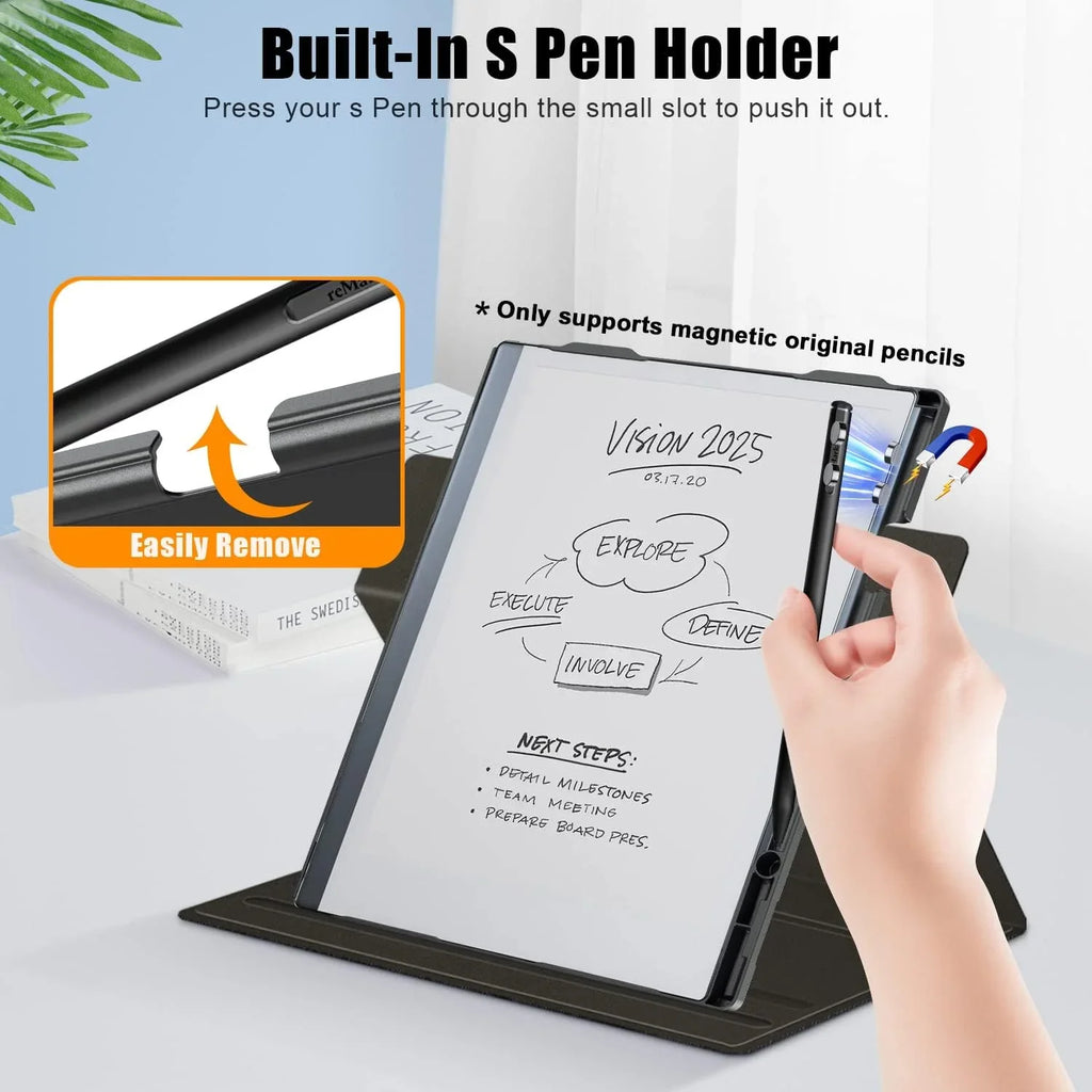 Xuanbeier for Remarkable 2 Case Magnetic with Pen Holder for Remarkable 2 10.3 Inch Digital Paper Folio Ultra Slim Book