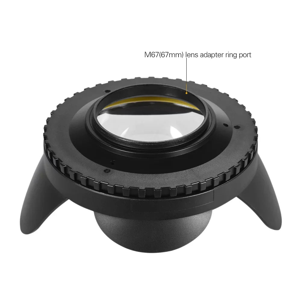 MEIKON Underwater Camera 200mm Fisheye Wide Angle Lens Dome Port Case Shade Cover 60m/ 197ft Waterproof 67mm Round Adapter for Camera Diving Housing