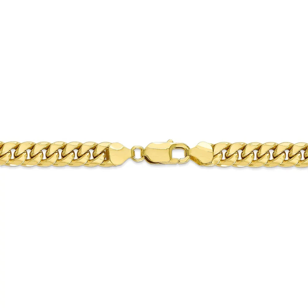 Leslie's Real 10kt Yellow Gold 7.3mm Semi-Solid Miami Cuban Chain Chain Bracelet; for Adults and Teens; for Women and Men