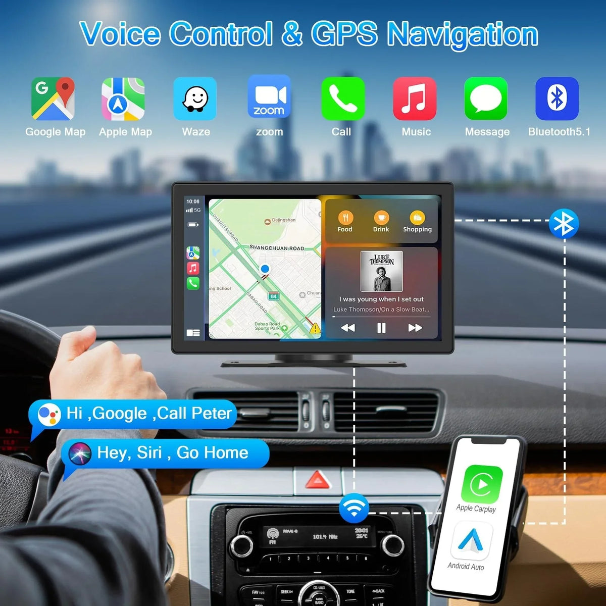 9 Centimeter Wireless Apple Carplay Car Stereo, Touch Car Play Screen Audio Car Radio Receiver, 2.5K Dash Cam,1080p Backup Camera DVR, Drive Mate Carplay Navigation, Multimedia Player