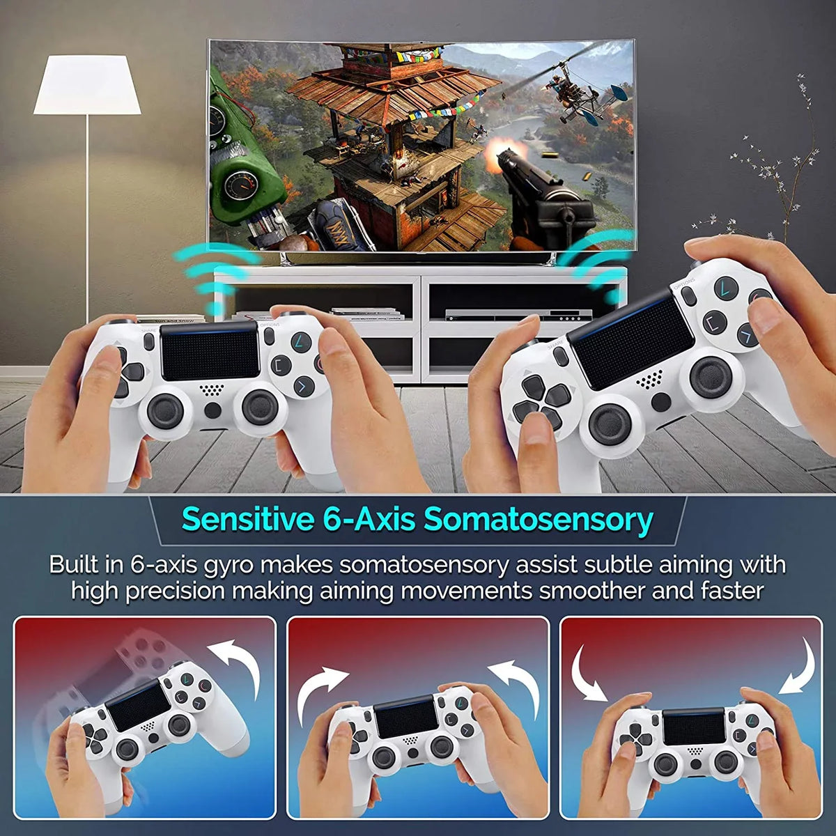 PRO Wireless GamePad Compatible with Samsung Galaxy S22 Ultra 5G Controller Plus 1,000 Battery/Built-In Speaker/Gyro/Remote BlueTooth Slim (White)
