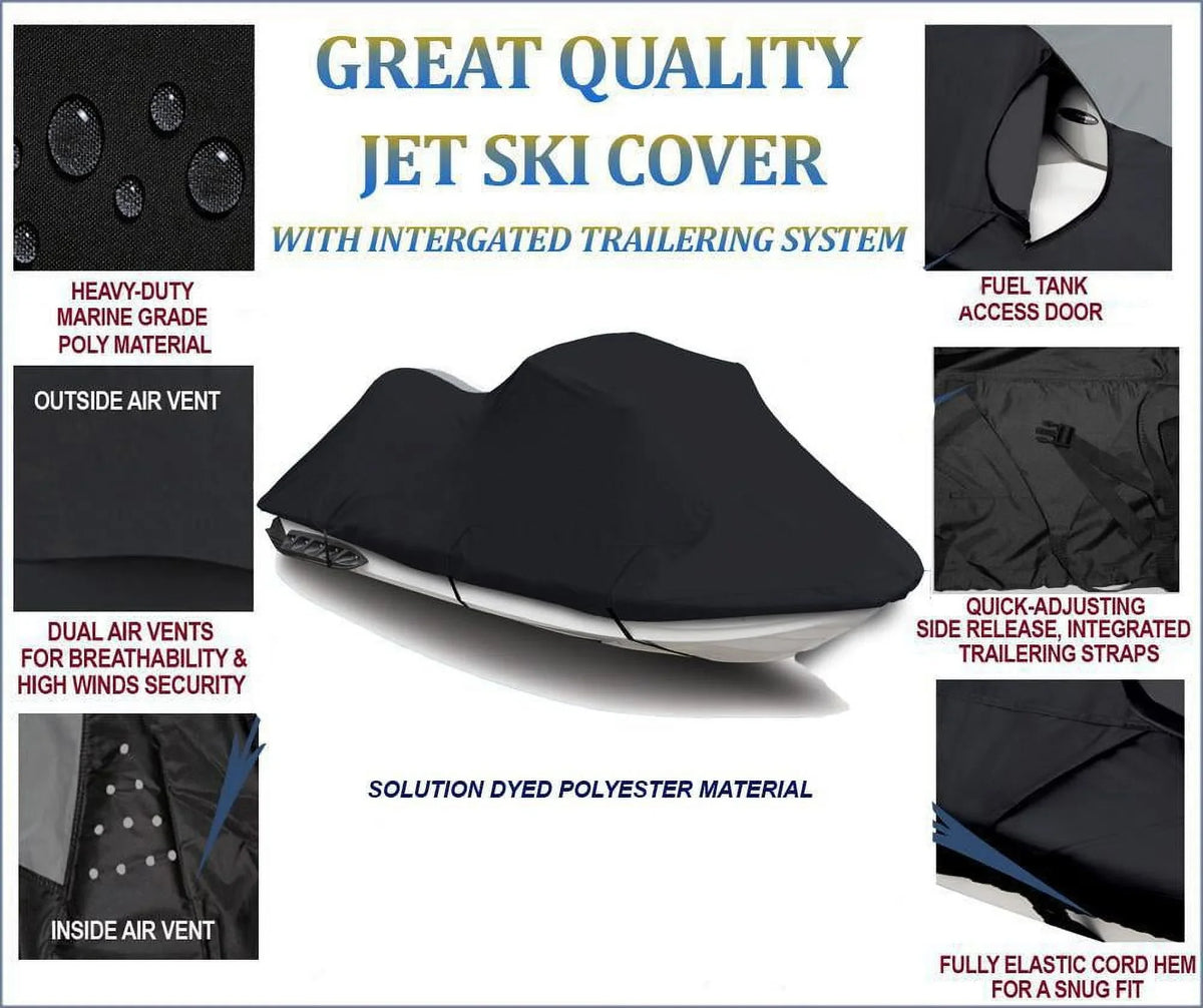 Midnight 600 DENIER JetSki Cover Compatible for JET SKI COVER Sea Doo Spark 2up 900 ACE 2014-2016 2017 2018 2019 2020 2021 2022