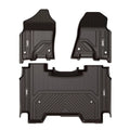 3W Floor Mats for Dodge Ram 2019 2020 (NOT for Storage Under Rear Seat) - Full Set All Weather Ram 1500 Crew Cab Carpet with Non-Toxic TPE 1st & 2nd Row for Bucket Seating, Onyx